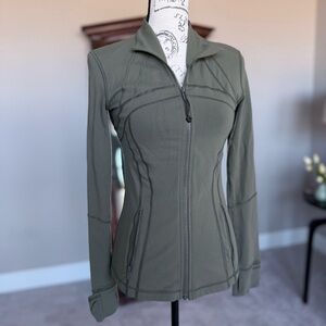 Lululemon Define Jacket Olive Green Full Zip Thumbholes Fitted Athletic Jacket